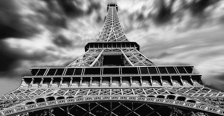 Eiffel Tower, Paris, black and white