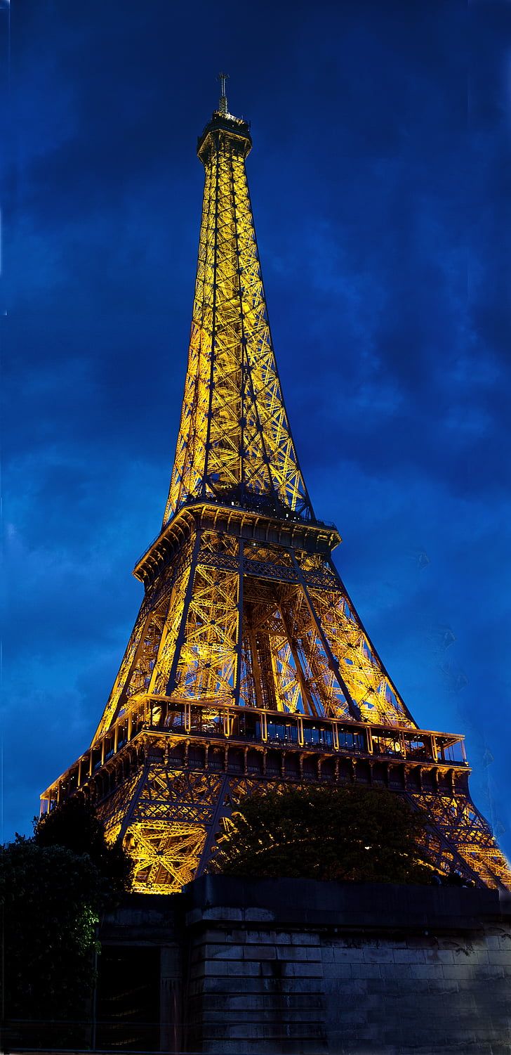 Eiffel Tower illuminated at night, Paris